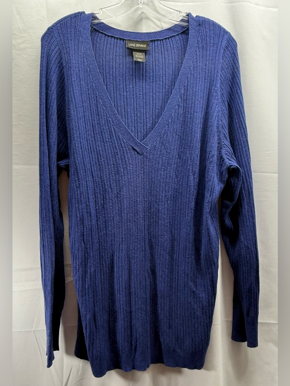 Lane Bryant Ribbed V-Neck Sweater Blueberry Size 18/20